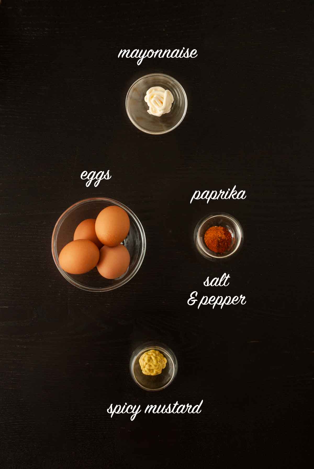 4 ingredients on a table with titles explaining what they are.