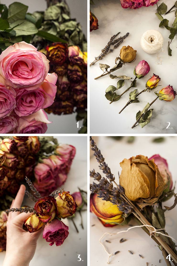 These homemade flower ornaments are the perfect DIY decoration for an elegant, colorfully natural Christmas tree! In just four steps, I’ll show you how to dry, design and hang these gorgeous, blooming decorations that are sure to impress everyone at your Christmas party! #christmas, #diy A step by step process showing how to dry and create floral Christmas ornaments.