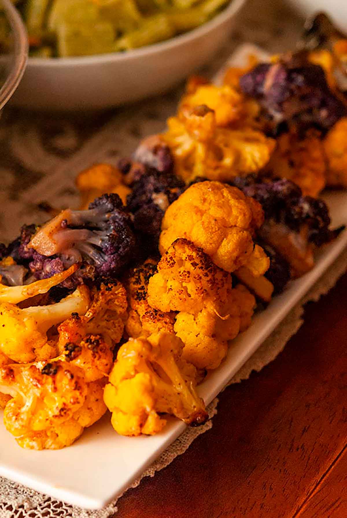 A plate of roasted, cheddar cauliflower.