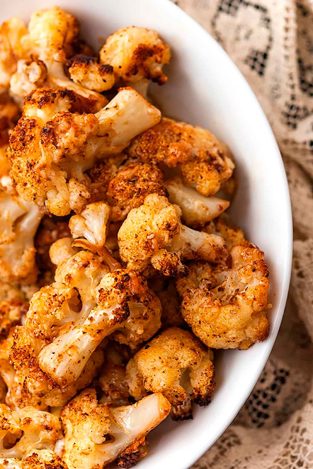 Crispy Roasted Cauliflower with Cheddar & Parmesan