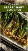 A plate of cooked baby bok choy.