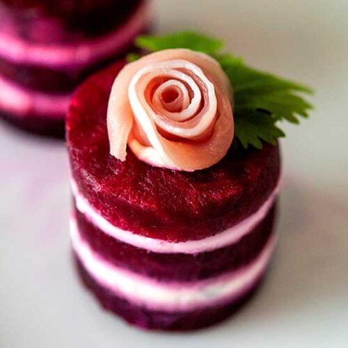 Beet Napoleons with Prosciutto Roses She Keeps a Lovely Home