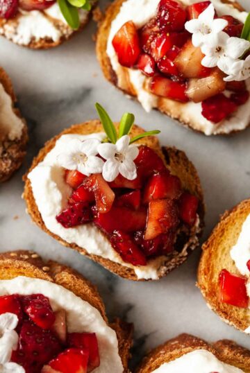 Crostini with Balsamic Strawberries & Ricotta - She Keeps a Lovely Home