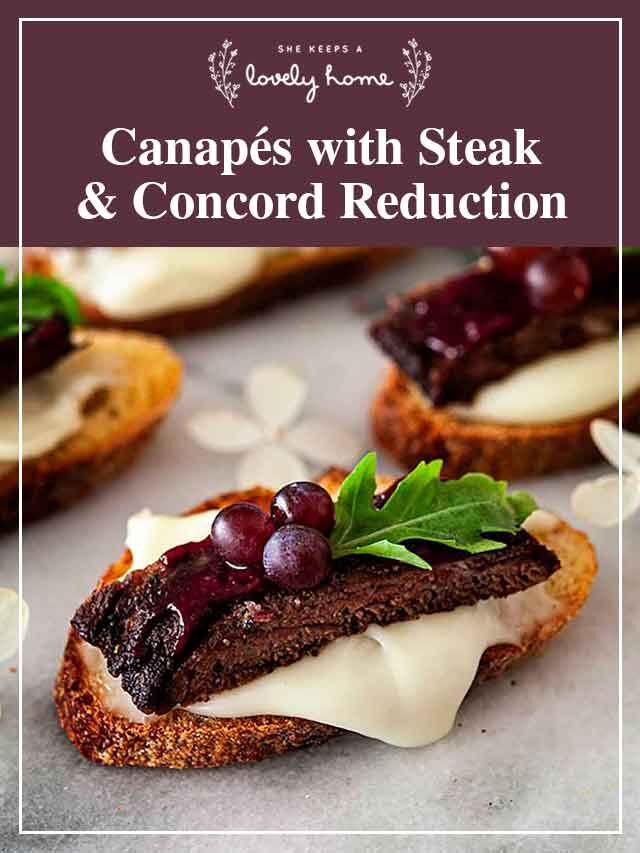Canapés with Steak and Concord Reduction