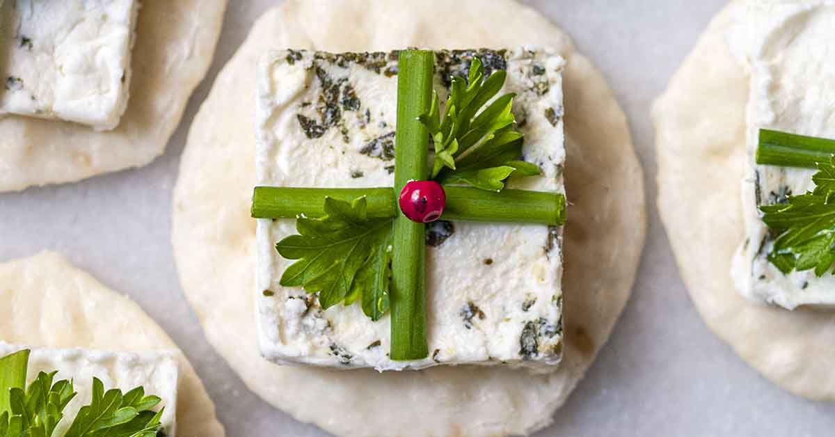 Festive Goat Cheese Christmas Present Appetizers