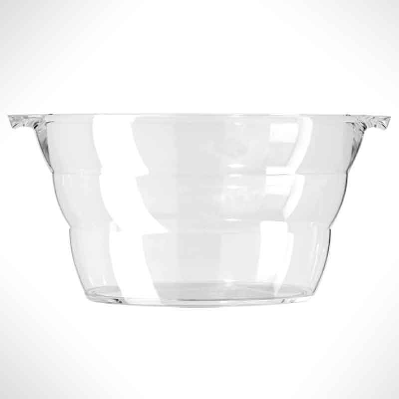 A clear cooler on white.