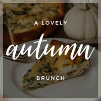 A quiche on a plate with a title that says "A Lovely Autumn Brunch."