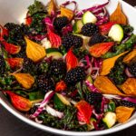 A halloween beet salad in a bowl.