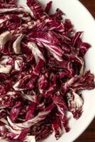 Thinly sliced radicchio in a bowl..