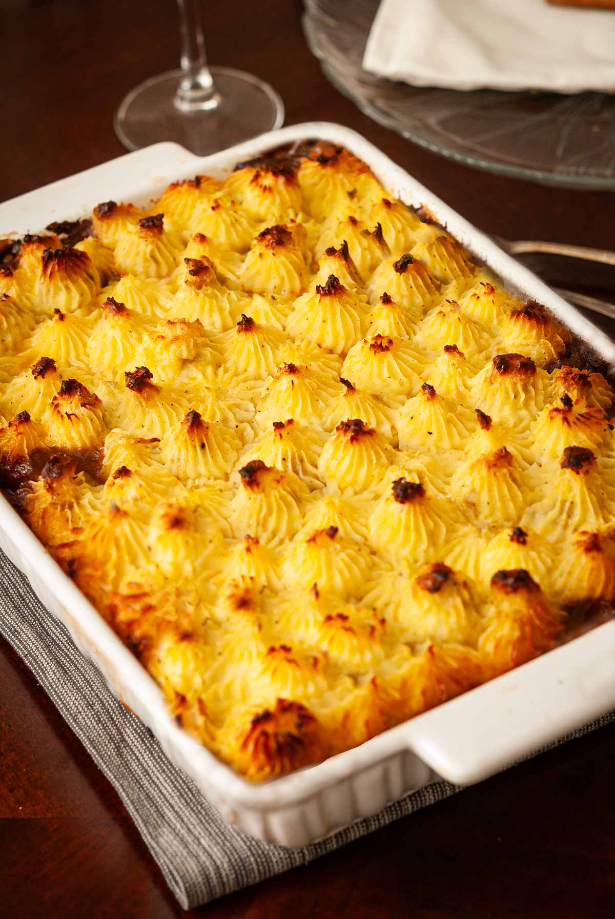 A shepherd's pie in a dish.